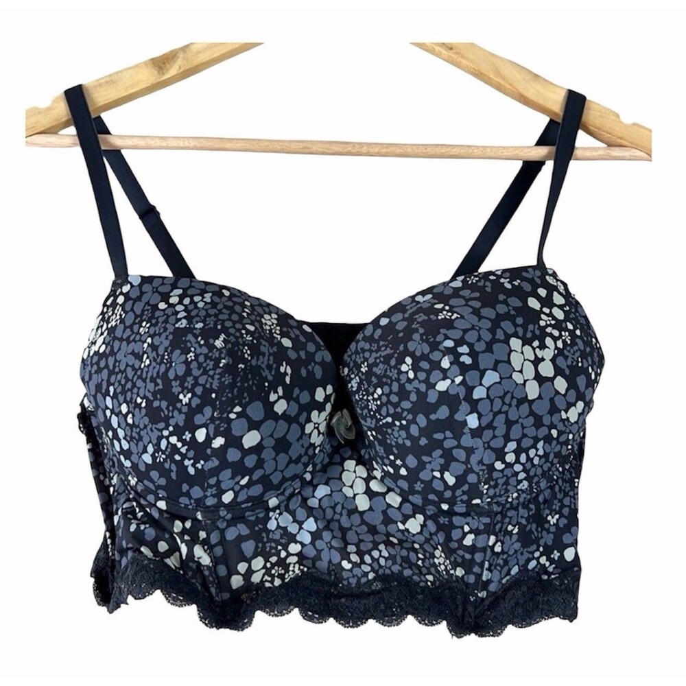 Adore Me Meissa Push Up Balconette Longline Bra 36DDD Dappled Dot Lace - Picture 2 of 6